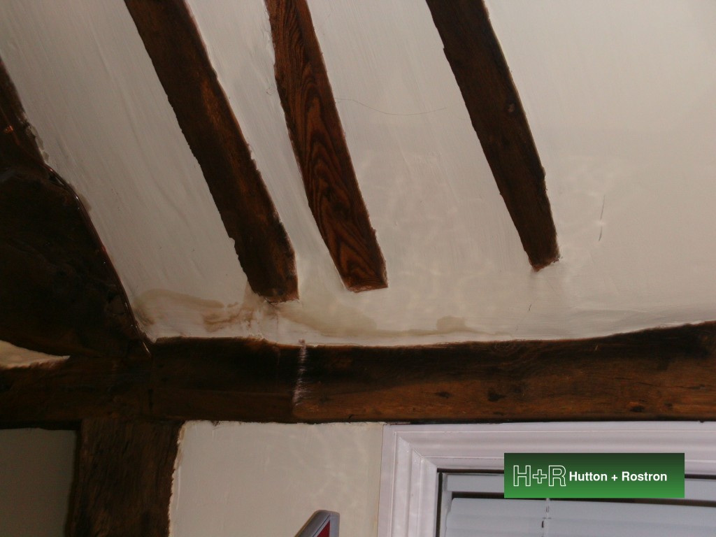Leak stain under timber beams