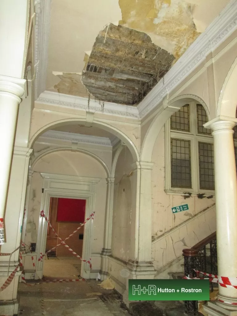 Damp in roof of arched building