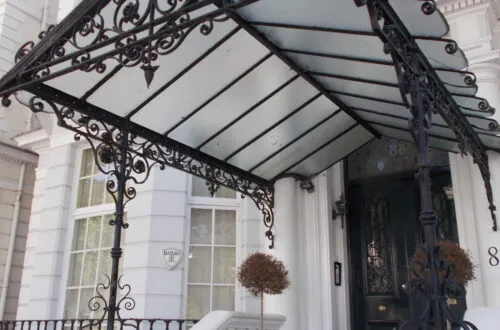 Iron porch canopy